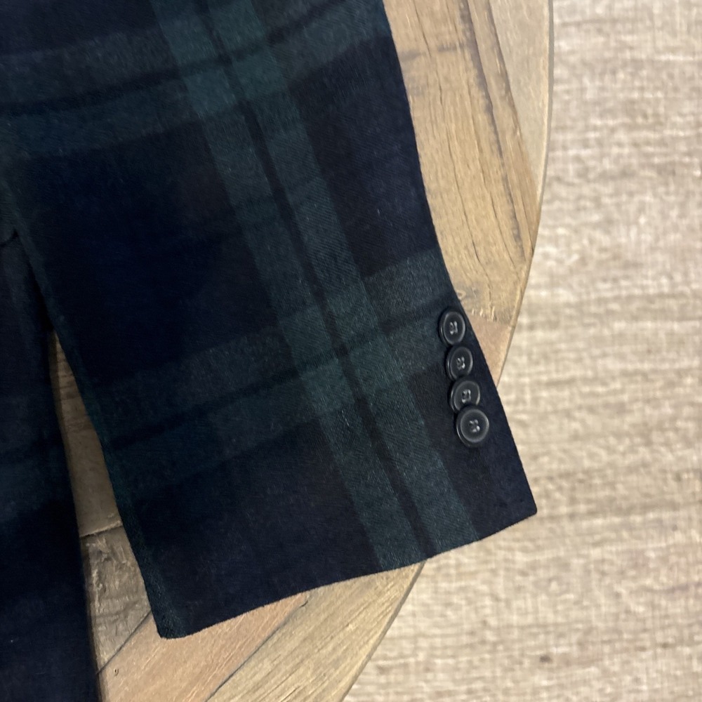 Tommy Hilfiger 36R Green/ Black Tartan Plaid Wool Mens Jacket Blazer Sport Coat - Picture 3 of 6